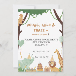 Invitación de cumpleaños jóvenes, salvajes y de tr