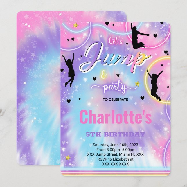 Invitación de cumpleaños Jump (Anverso / Reverso)