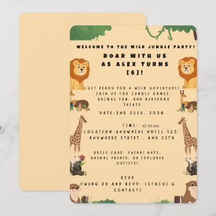 Invitación de cumpleaños Jungle Safari   Editable 