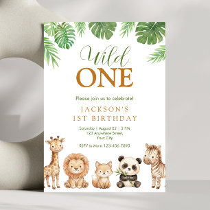 Invitación de cumpleaños Jungle Wild One