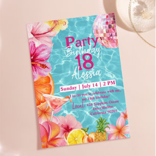 Invitación de cumpleaños junto a la piscina con Ma