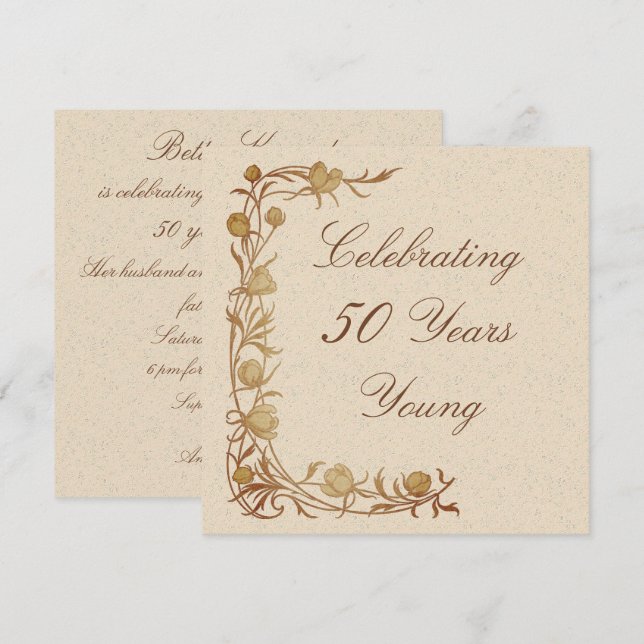 Invitación de cumpleaños juvenil de 50 años (Anverso / Reverso)