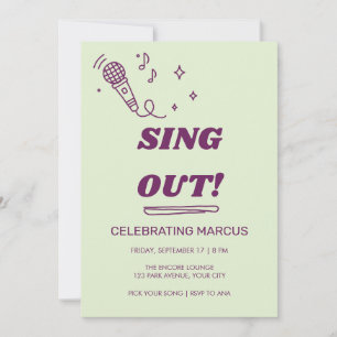 Invitación de cumpleaños Karaoke Groovy de los 70