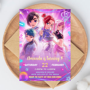 Invitación de cumpleaños Kawaii de Anime japonesa