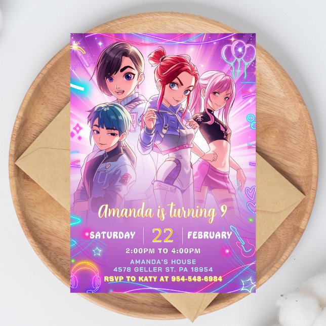 Invitación de cumpleaños Kawaii de Anime japonesa  (Subido por el creador)
