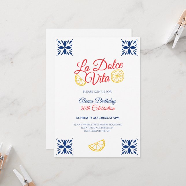 invitación de cumpleaños La dolce vita a cualquier (Anverso/Reverso In Situ)