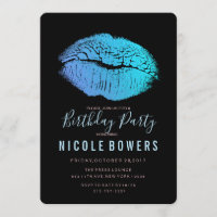 Invitación de Cumpleaños Labios Azules para Cualqu