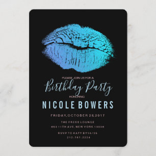 Invitación de Cumpleaños Labios Azules para Cualqu