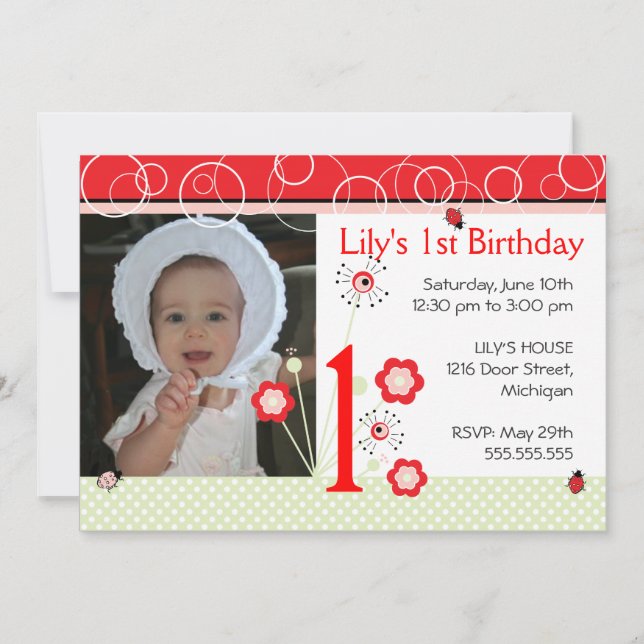 Invitación de cumpleaños - Ladybug (Anverso)