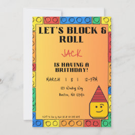 Invitación de cumpleaños Let's Block & Roll