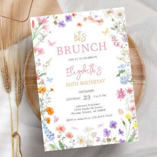 Invitación de cumpleaños Let's Brunch Wildflower