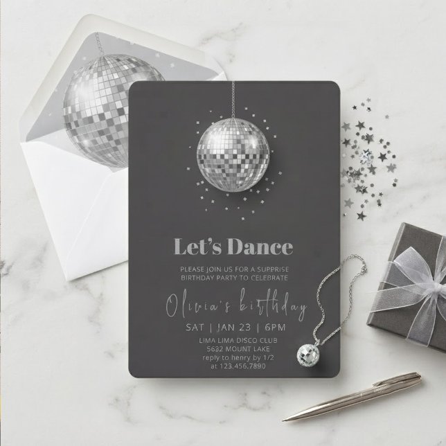 Invitación de cumpleaños Let's Dance Disco Ball (Subido por el creador)