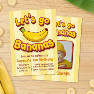 Invitación de cumpleaños Let's Go Banana