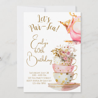 Invitación de cumpleaños Let's Par-Tea