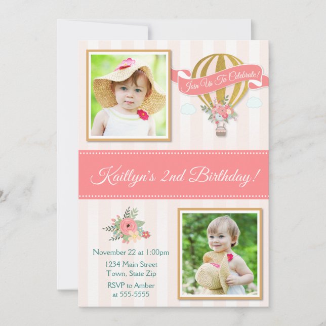 Invitación de cumpleaños, levantamiento y alejamie (Anverso)