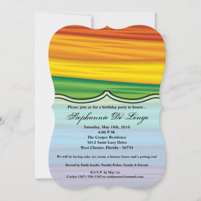 Invitación de cumpleaños lgbtq bandera arco iris l (Anverso)