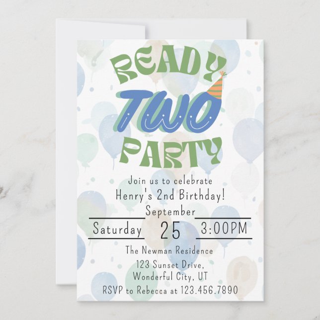 Invitación de cumpleaños lista para la fiesta (Anverso)