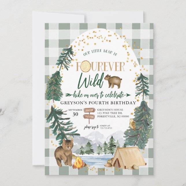 Invitación de cumpleaños Little Bear is Fourever W (Anverso)