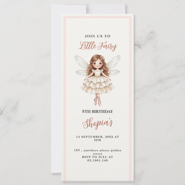 invitación de cumpleaños Little Fairy Dream (Anverso)