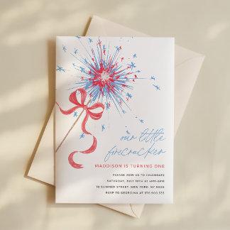 Invitación de cumpleaños Little Firecracker 4 de j