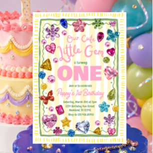 Invitación de cumpleaños Little Gem con cristales