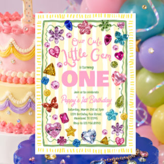 Invitación de cumpleaños Little Gem con cristales 