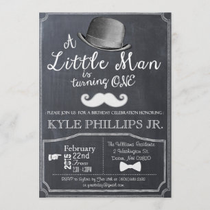 Invitación de cumpleaños Little Man Lil Man 1st Fi