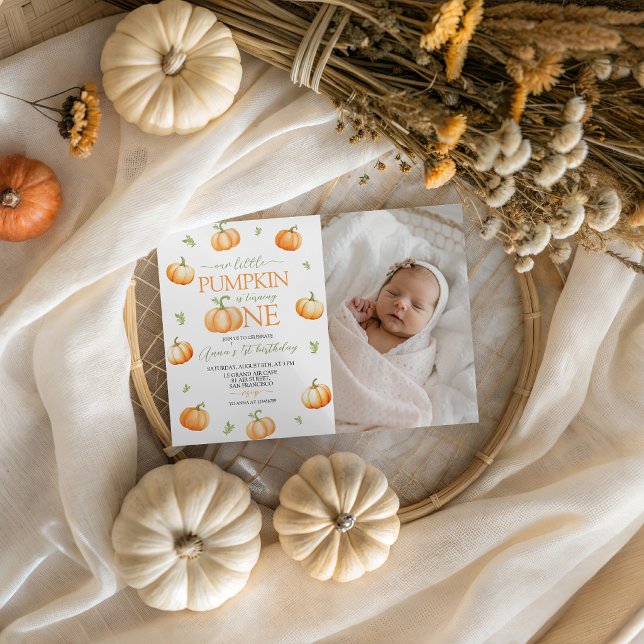 Invitación de cumpleaños Little Pumpkin Photo 1st (Subido por el creador)