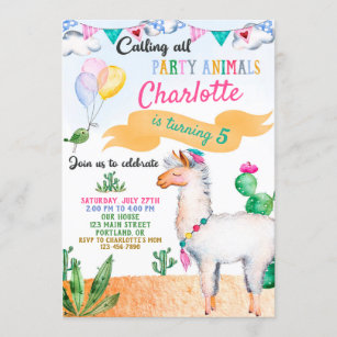 sobres divertido Tarjetas de invitación cumpleaños de cada edad alpaca incl 