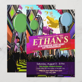 Invitación de cumpleaños Luces de la ciudad de Met