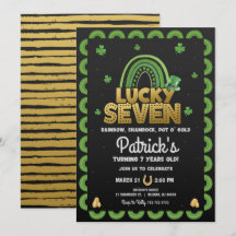 Invitación de cumpleaños Lucky Seven Día de San Pa