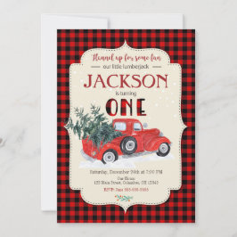 Invitación de cumpleaños LUMBERJACK / Camión rojo