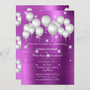 INVITACIÓN DE CUMPLEAÑOS LUXE METALLIC PURPLE BALL