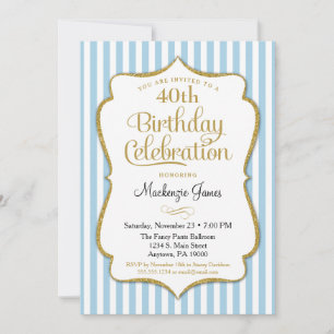Invitación de cumpleaños Luz de oro azul Adulto ad