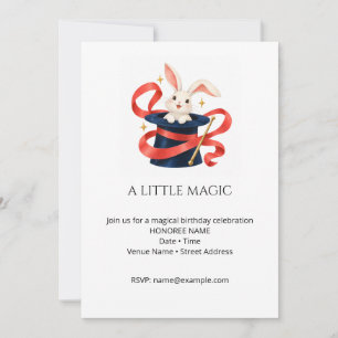 Invitación de cumpleaños mágica con conejo y cinta