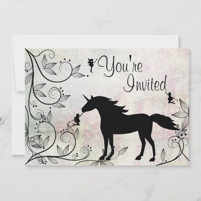Invitación de cumpleaños mágica de Unicornio y Fe (Anverso)