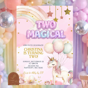 Invitación de cumpleaños mágica pastel Unicornio D