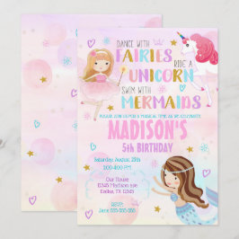 Invitación de cumpleaños mágica sirvienta unicorni