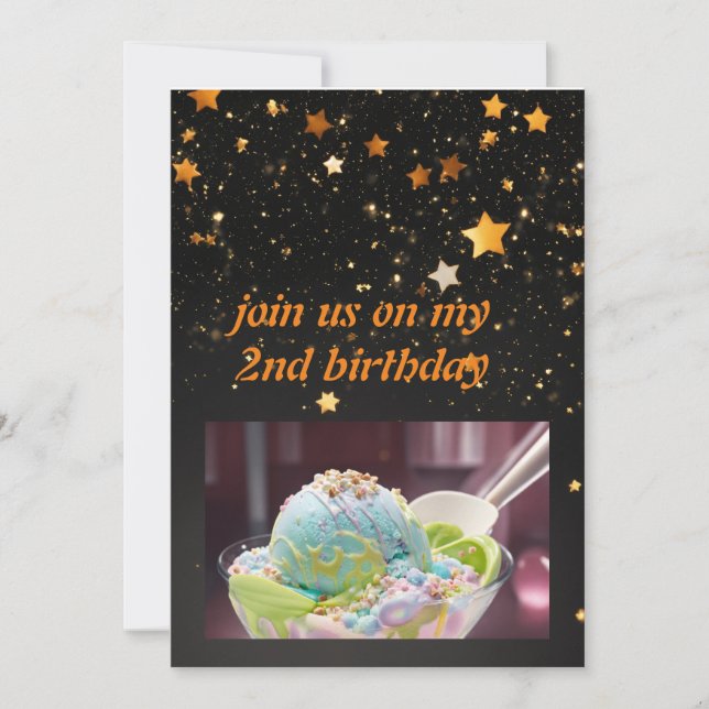 Invitación de cumpleaños mágico de helados (Anverso)