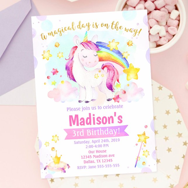 Invitación de cumpleaños mágico de unicornio (Subido por el creador)