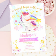 Invitación de cumpleaños mágico de unicornio