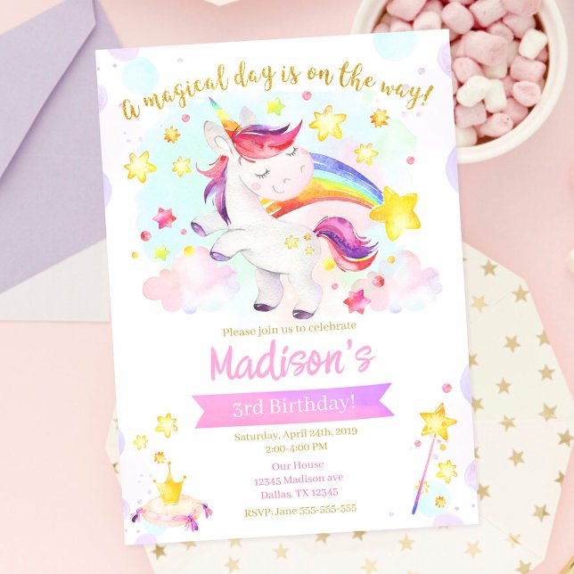 Invitación de cumpleaños mágico de unicornio (Subido por el creador)