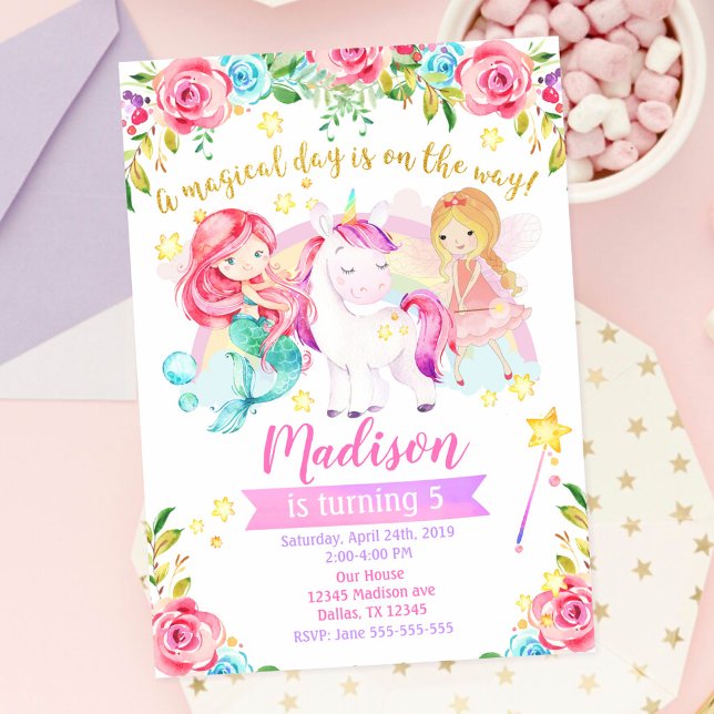 Invitación de cumpleaños mágico unicornio hada sir (Subido por el creador)