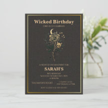 Invitación de cumpleaños malvada, tarjeta de fiest