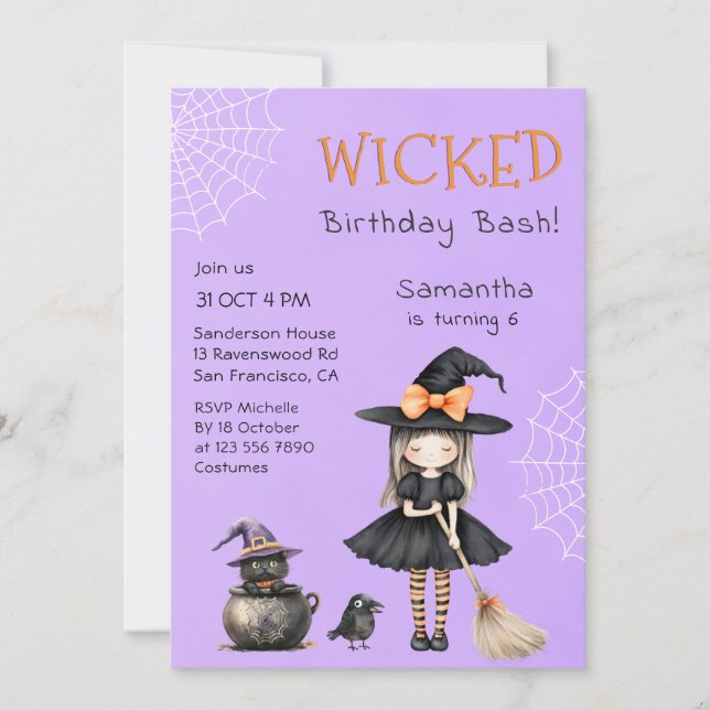 Invitación de cumpleaños malvada y linda fiesta de (Anverso)