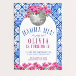 Invitación de cumpleaños Mamma Mia Editable Disco 