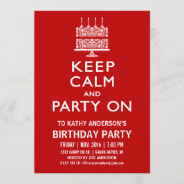 Invitación de cumpleaños Mantén la calma y sigue d