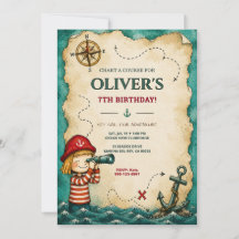 Invitación de cumpleaños Mapa del Tesoro Pirata