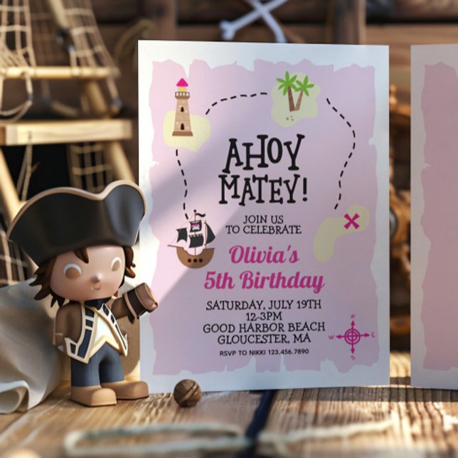Invitación de cumpleaños Mapa del tesoro Rosa Pira (Subido por el creador)