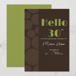 Invitación de cumpleaños marrón y verde moderna